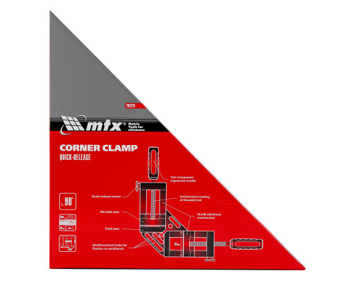 Струбцина угловая, 2 1/2"-65мм, быстроразжим., двухкомпонент. рукоятки (уп.12/1)-TM MTX