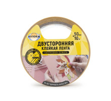 Двустороняя клейка лента 50мм х 10м на шелково бумажной основе (ТМ AVIORA) Двустороняя клейка лента 50мм х 10м на шелково бумажной основе (ТМ AVIORA)