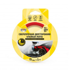 Двустороняя клейкая лента прозрачная 15мм х 3м на акрил.основе, УФ-стойкая, (ТМ AVIORA)