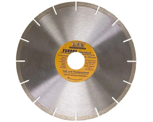 Диск алмазн. сегмент 230 х 22,2 мм, сухая резка Europa Stadart (уп.10шт) - ТМ Sparta