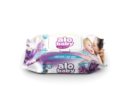 Салфетки влажные 90 шт/уп с клапаном Гиацинт Alo Baby