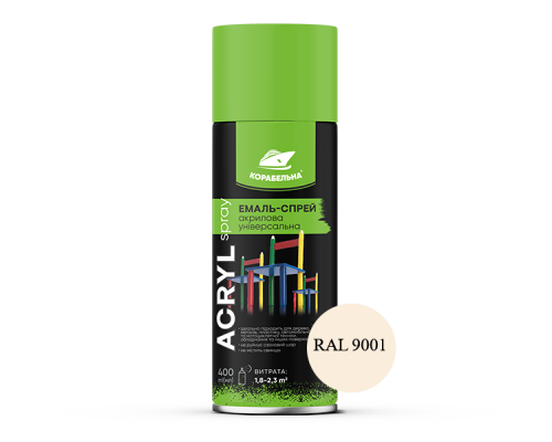 Спрей-краска акриловая универсальная ACRYL SPRAY (400мл) RAL 9001 кремово-белый