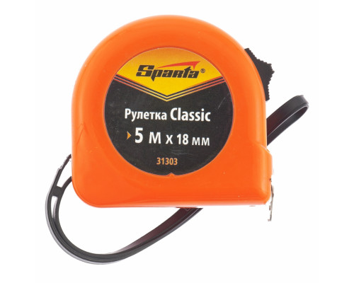 Рулетка 5м х 18мм Classic, пластиковый корпус (уп.12шт) - TM Sparta Рулетка 5м х 18мм Classic, пластиковый корпус (уп.12шт) - TM Sparta