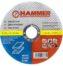 Диск 125х1,0х22,2мм отрезной по металлу (уп.50шт) - ТМ Hammer