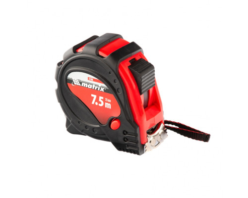 Рулетка 7,5м х 25мм Status Magnet 3 fixations, обрезиненный корпус, зацеп магнит (уп.6шт) - TM MTX