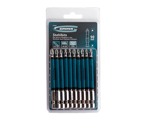 Бита PH 2х90мм, сталь S2, магнит. св-ва, с насечкой (уп.10шт) - ТМ Gross
