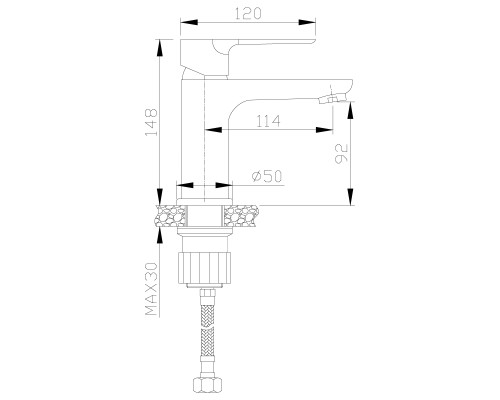 Смеситель Rossinka RS35-11PC, умывальник, латунный, однорычажный (к. 35), перламутр/хром