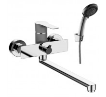 Смеситель Rossinka RS35-32PC, ванна, латунный, длинный излив 350 мм, однорычажный (к. 35), перл./хр.