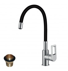Смеситель Rossinka Z35-35U-Black, кухня, латунный, высокий цв. гибкий излив, однорычажный (к. 35)