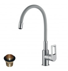 Смеситель Rossinka Z35-35U-Gray, кухня, латунный, высокий цв. гибкий излив, однорычажный (к. 35)