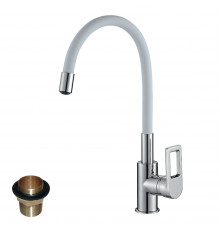 Смеситель Rossinka Z35-35U-White, кухня, латунный, высокий цв. гибкий излив, однорычажный (к. 35)
