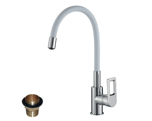 Смеситель Rossinka Z35-35U-White, кухня, латунный, высокий цв. гибкий излив, однорычажный (к. 35)