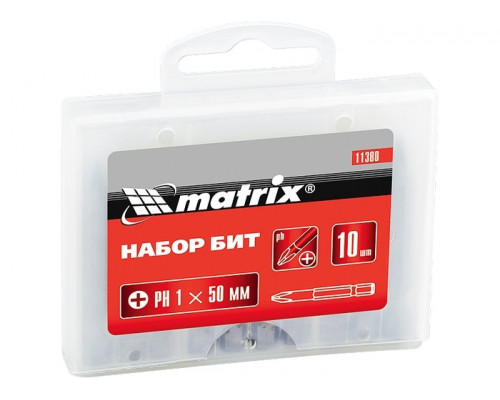 Набор бит PH 2x50мм, сталь 45Х, 10 шт., в пласт. боксе - TM MTX Набор бит PH 2x50мм, сталь 45Х, 10 шт., в пласт. боксе - TM MTX