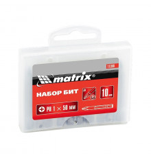 Набор бит PZ 2x50мм, сталь 45Х, 10 шт., в пласт. боксе - TM MTX
