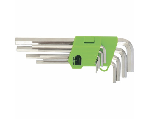 Набор ключей имбусовых Tamper-Torx, 9шт.: TT10-ТT50, 45x, закаленные, Удлиненные, никель// Сибртех