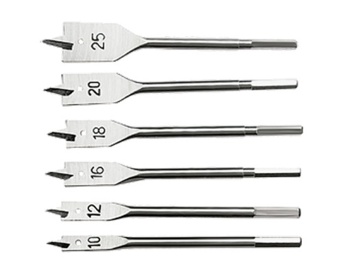 Набор сверл перовых по дереву 10-12-16-18-20-25 мм, 6шт. 6-гранный хвостовик -ТМ Sparta