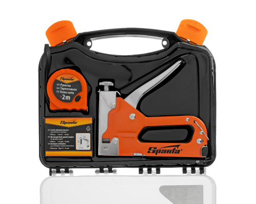 Набор: степлер регулируемый, скобы 500шт, рулетка 2м, тип скобы 53, 4-14мм-ТМ Sparta.