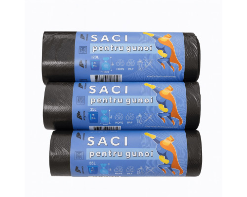 Мешок для мусора 35л (50*62см) ПВД чёрные, рулон в бум. уп. (в рулоне 30шт.) - TM Propac