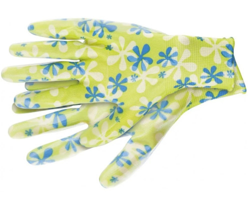 Перчатки садовые из полиэстера с нитрильным обливом, зеленые, L - ТМ Palisad