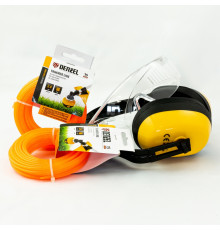 Набор для триммера, базовый, леска 2,4мм х 15м 2шт + очки + наушники - TM Denzel