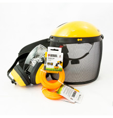 Набор для триммера PRO, леска 2,4мм х 15м 2шт + очки +наушники + защита + ремень - TM Denzel