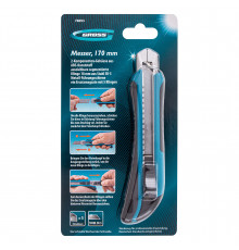 Нож 18мм (SK-5), выдвижное лезвие, метал. направляющая обрез ручка, 5лезвий (уп.12шт) - ТМ Gross