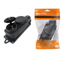 Розетка двухместная с заглушками каучук 2Р+РЕ 16А 250В IP44 - TM TDM