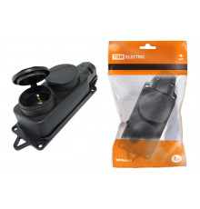 Розетка двухместная с заглушками каучук 2Р+РЕ 16А 250В IP44 - TM TDM