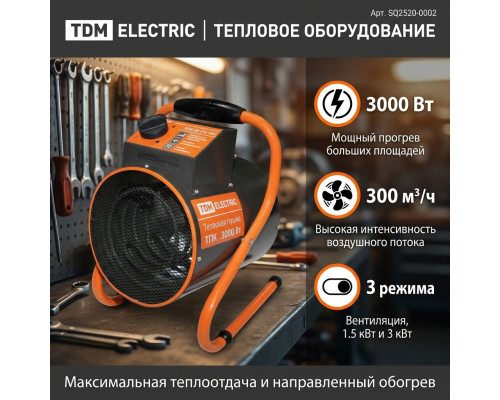 Тепловая пушка ТПК в круглом корпусе 3 кВт - ТМ TDM