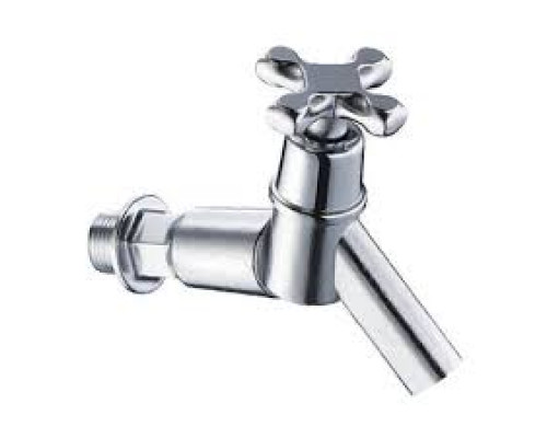 Монокран Zerix JIK-22 102-A, короткий излив, настенный, гайка, (кран-букс) ТМ ZERIX