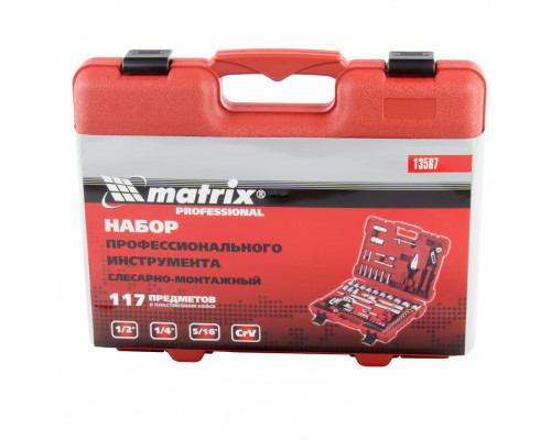 Набор слес.-монтаж. с квадратами 1/4", 1/2", 5/16", 117 пр-тов - TM MTX