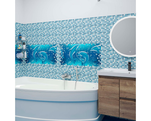 Панель ПВХ Мозаика Лазурь дельфины 955х480мм (уп.10шт) - ТМ GRACE