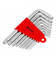 Набор ключей имбусовых Torx, 9шт, T10-T50, CrV, Короткие сатин, - ТМ МTX