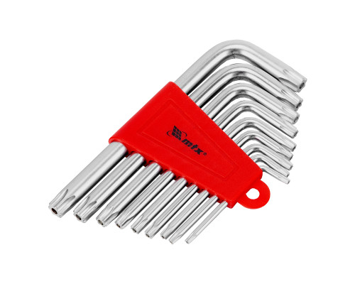 Набор ключей имбусовых Torx, 9шт, T10-T50, CrV, Короткие сатин, - ТМ МTX Набор ключей имбусовых Torx, 9шт, T10-T50, CrV, Короткие сатин, - ТМ МTX