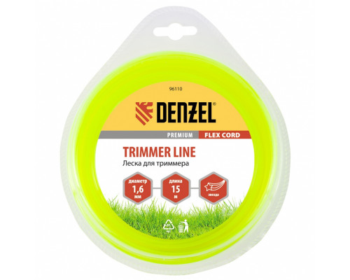 Леска для триммера, звезда 1.6 мм х 15 м, блистер Flex cord (160/40) - ТМ Denzel Леска для триммера, звезда 1.6 мм х 15 м, блистер Flex cord (160/40) - ТМ Denzel