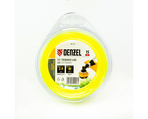 Леска для триммера, звезда 2.4 мм х 15 м, блистер Flex cord (160/40) - ТМ Denzel Леска для триммера, звезда 2.4 мм х 15 м, блистер Flex cord (160/40) - ТМ Denzel
