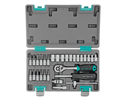 Набор инструментов, 1/4", CrV, пласт. кейс 29 пред. - TM STELS