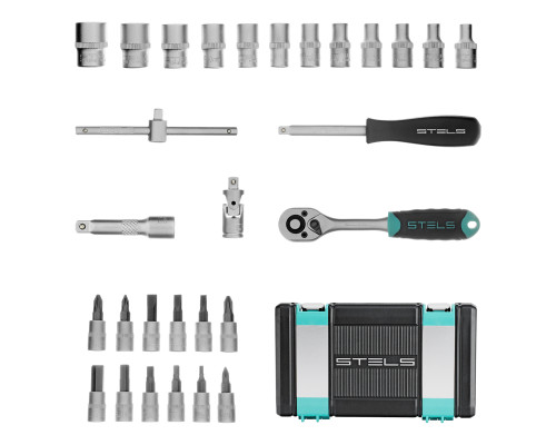 Набор инструментов, 1/4", CrV, пласт. кейс 29 пред. - TM STELS