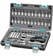 Набор инструментов, 1/4", CrV, пласт. кейс 57 пред. - TM STELS