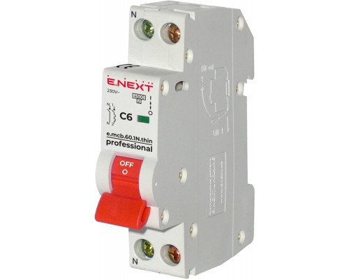 Автоматический выключатель e.mcb.pro.60.1N.C16.thin, 1p+N, 16A, С, 4,5кА, тонкий -ТМ E.Next