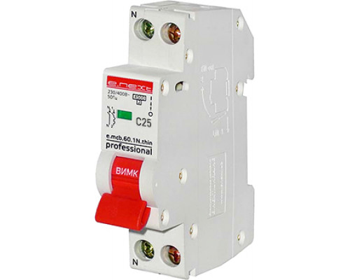 Автоматический выключатель e.mcb.pro.60.1N.C25.thin, 1p+N, 25A, С, 4,5кА, тонкий -ТМ E.Next
