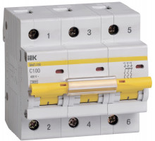 Автоматический выключатель трехфазный ВА 47-100 3p 100А 10 кА  х-ка. "С" ИЭК