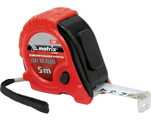 Рулетка 5м х 19мм Rubber, обрезиненный корпус (уп.1шт) - TM MTX