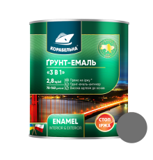 Грунт-эмаль на ржавчину 3в1 ТМ Корабельная серая 2,8