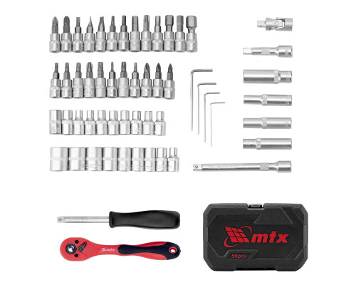 Набор инструментов 56 предметов, CrV, 1/4" - ТМ MTX