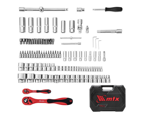 Набор инструментов 108 предметов, CrV, 1/2", 1/4" - ТМ MTX
