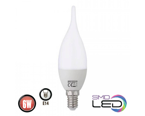 Лампа светодиод. свеча на ветру LED(E14 6W 4200K 480Lm) 175-250V-HL4370L Лампа светодиод. свеча на ветру LED(E14 6W 4200K 480Lm) 175-250V-HL4370L