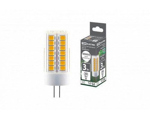 Лампа светодиодная G4-3 Вт-230 В-6500 К, SMD, 16x43мм - TM TDM Лампа светодиодная G4-3 Вт-230 В-6500 К, SMD, 16x43мм - TM TDM