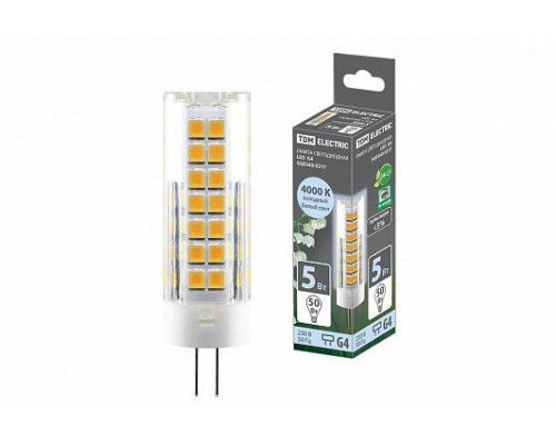 Лампа светодиодная G4-5 Вт-230 В-4000 К, SMD, 16x55мм - TM TDM Лампа светодиодная G4-5 Вт-230 В-4000 К, SMD, 16x55мм - TM TDM