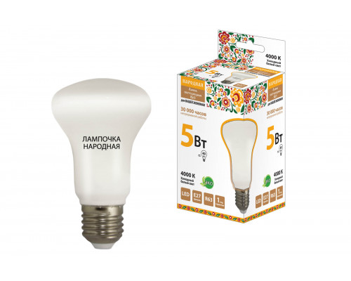 Лампа светодиодная R63 - 5 Вт-230 В -4000 К–E27 Народная - ТМ TDM Лампа светодиодная R63 - 5 Вт-230 В -4000 К–E27 Народная - ТМ TDM